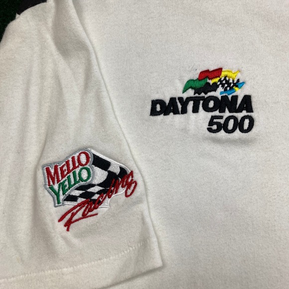 Vintage Nascar Polo Shirt Mens L White Black Kyle Petty 42 Mello Yello 90s USA - Picture 3 of 16